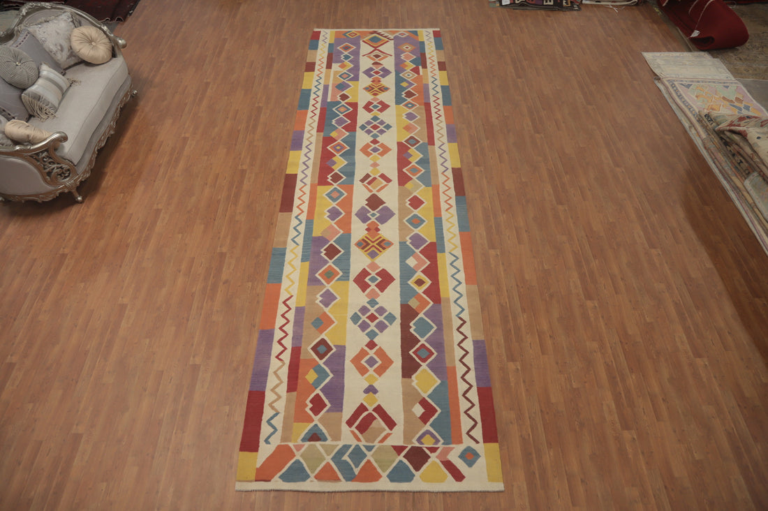 Geometric Wool Kilim Oriental Runner Rug 5x18