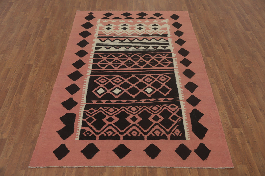 Geometric Pink Kilim Oriental Area Rug 6x8