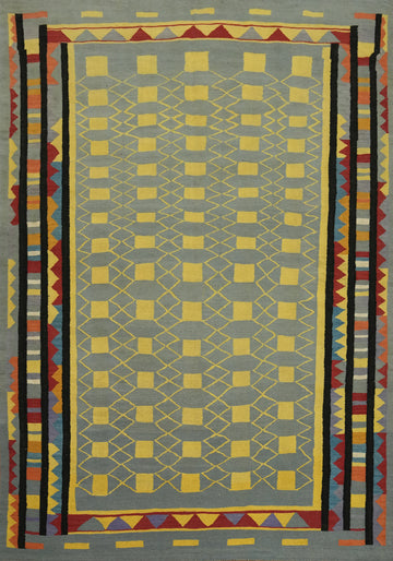 Geometric Wool Kilim Oriental Area Rug 8x10