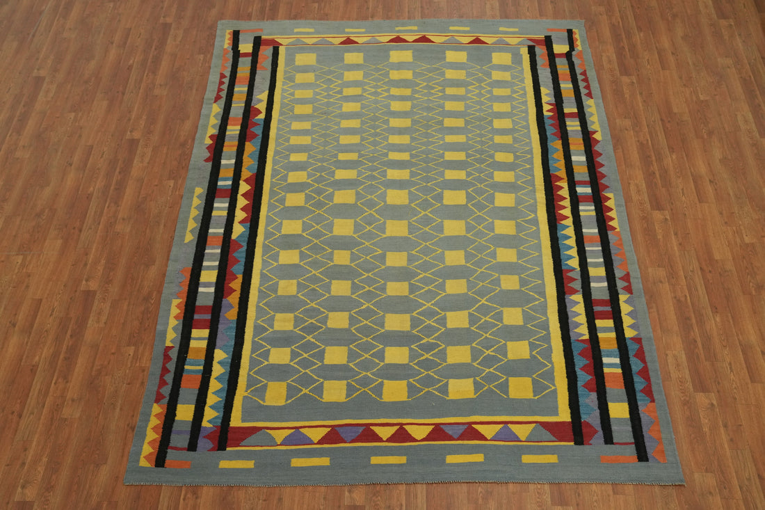 Geometric Wool Kilim Oriental Area Rug 8x10