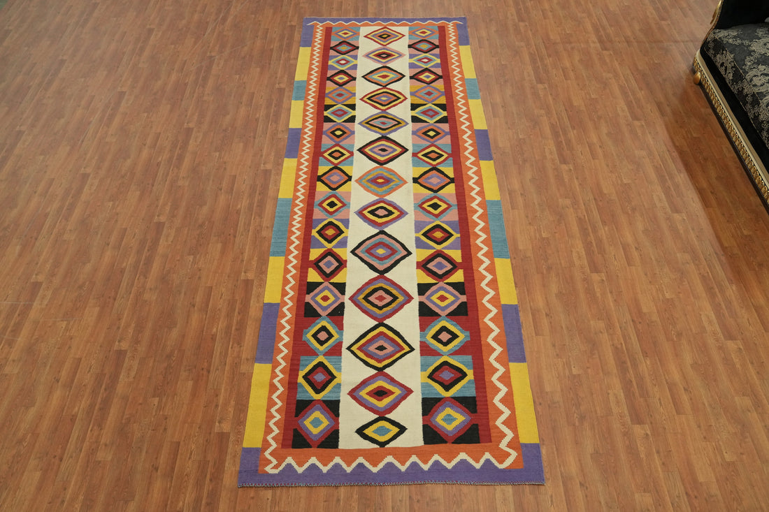 Geometric Wool Kilim Oriental Runner Rug 5x14
