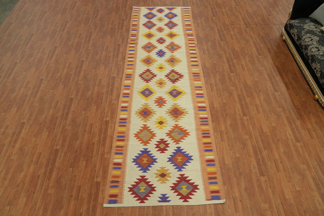 Geometric Wool Kilim Oriental Runner Rug 5x16