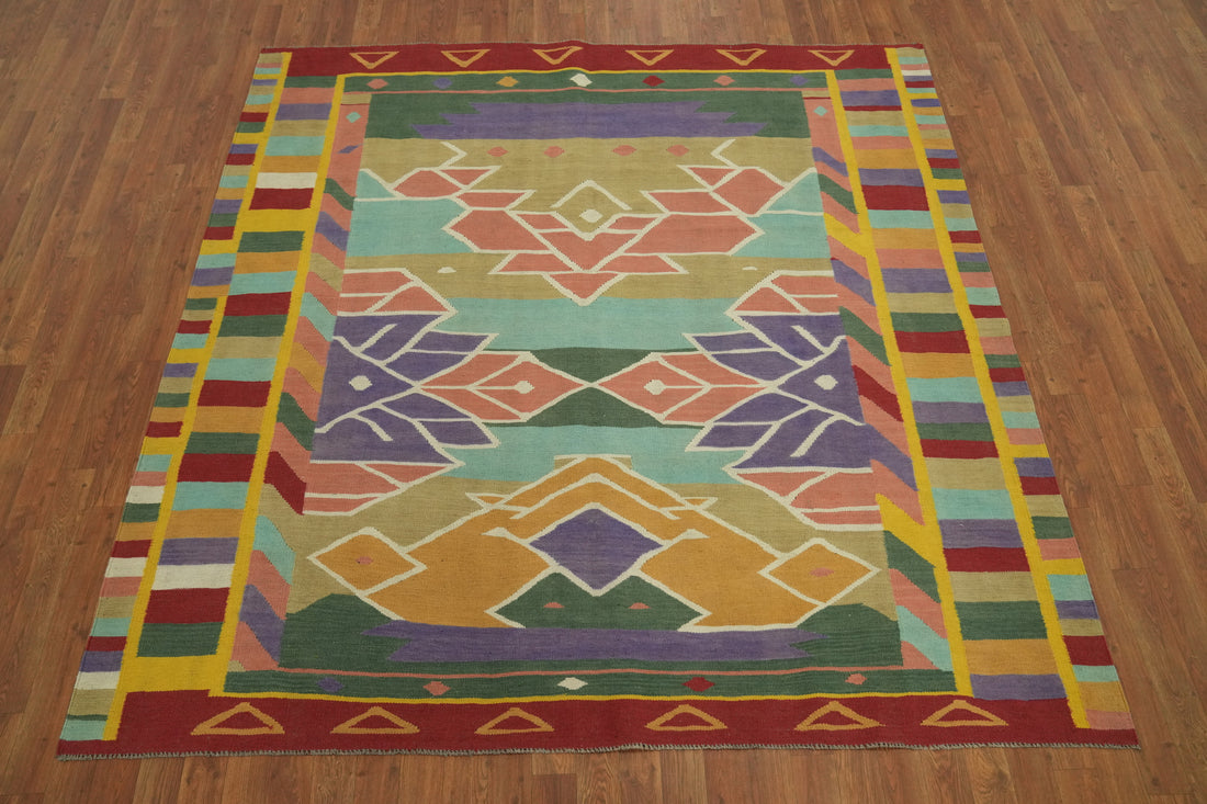 Tribal Wool Kilim Square Area Rug 7x7