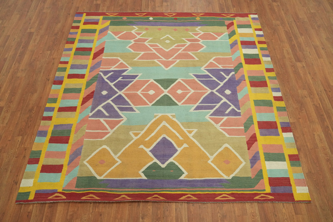 Square Wool Kilim Oriental Area Rug 7x7