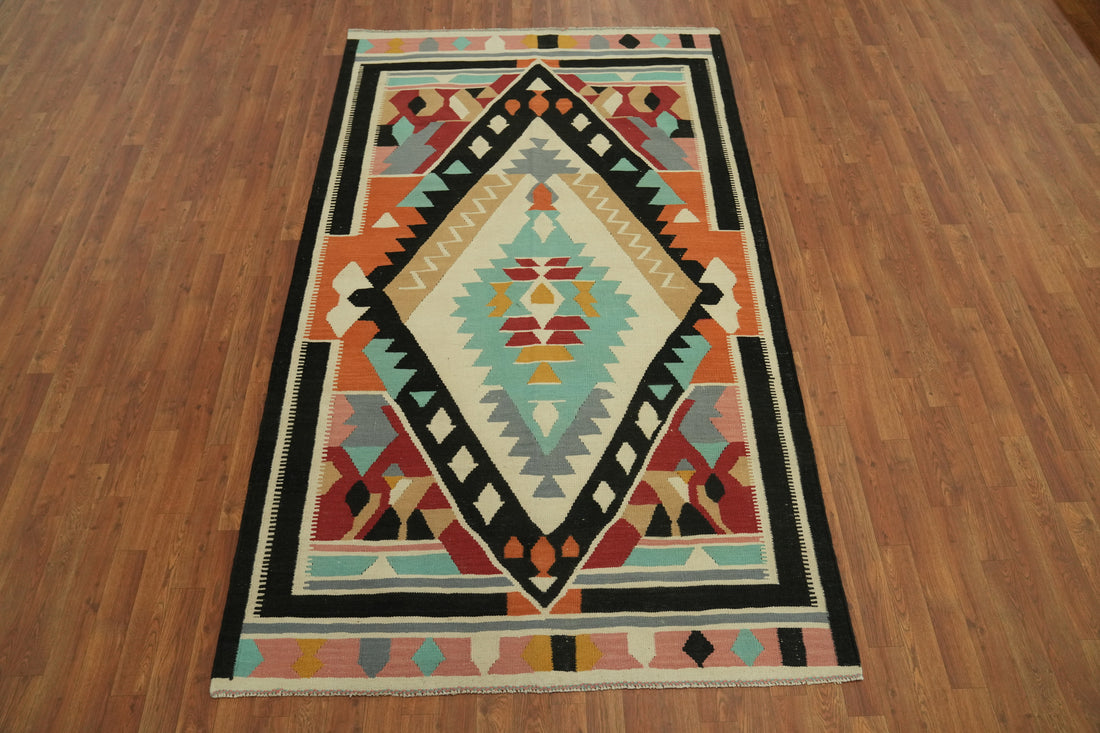 Geometric Kilim Wool Oriental Area Rug 5x8