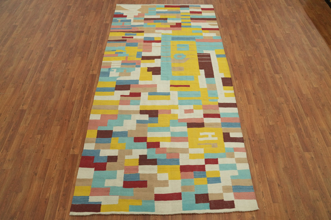 Geometric Wool Kilim Oriental Area Rug 5x10