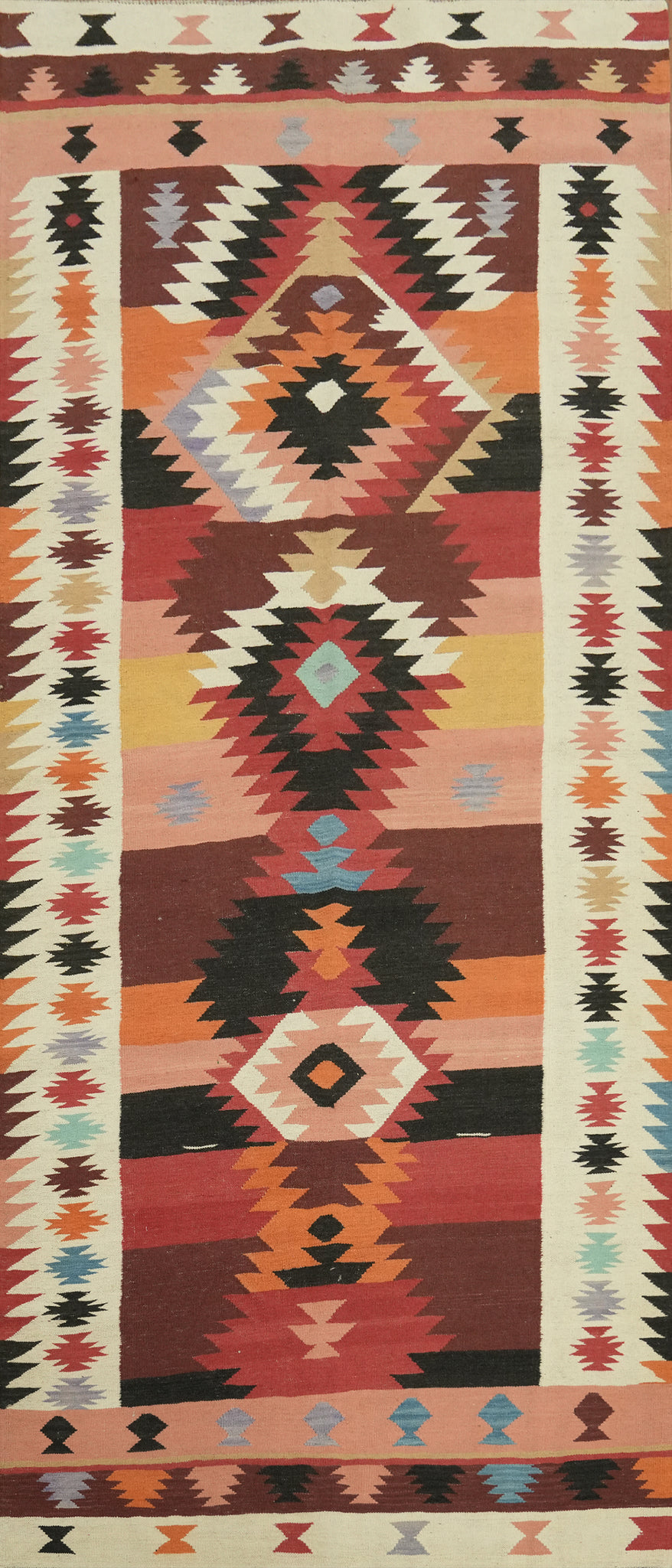 Geometric Wool Kilim Oriental Area Rug 5x13