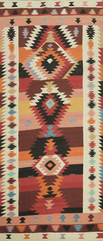 Geometric Wool Kilim Oriental Area Rug 5x13
