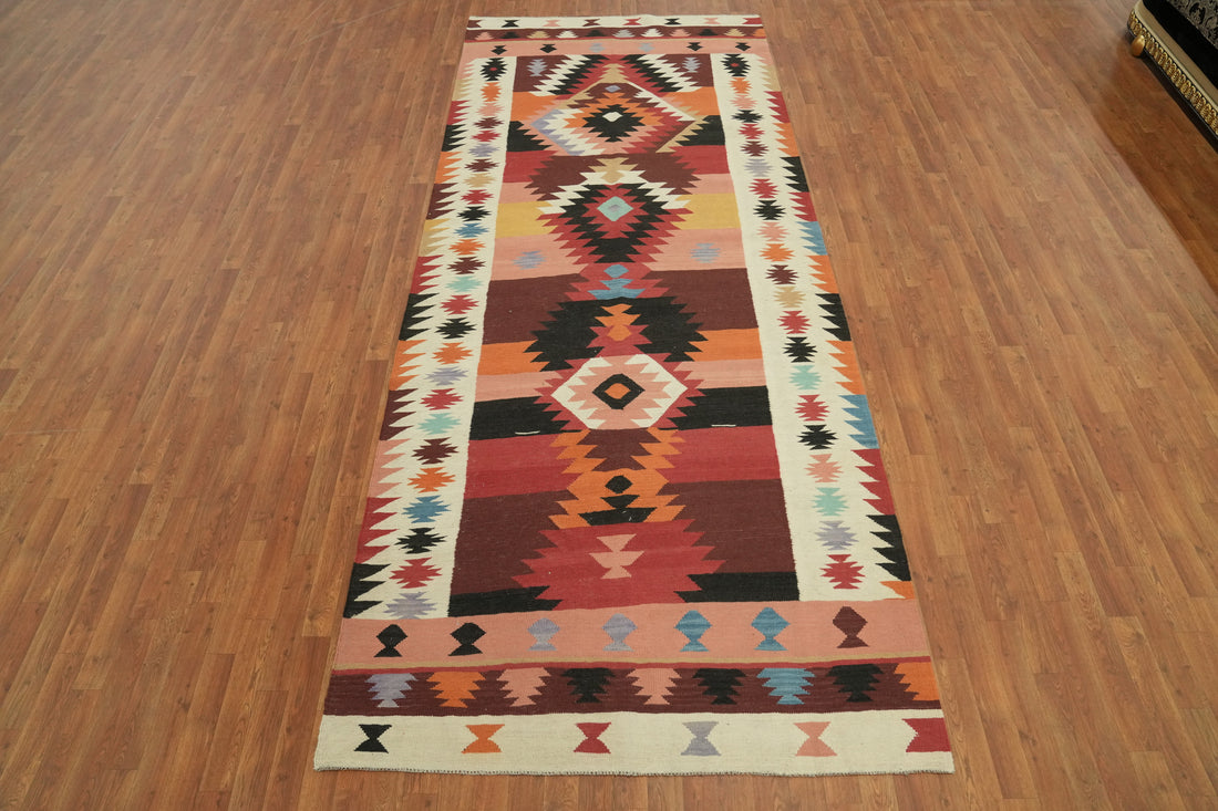 Geometric Wool Kilim Oriental Area Rug 5x13
