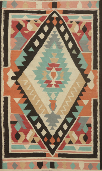 Fat Weave Wool Kilim Oriental Area Rug 5x8