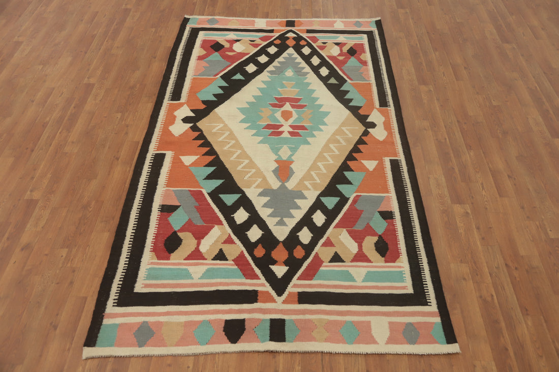 Fat Weave Wool Kilim Oriental Area Rug 5x8