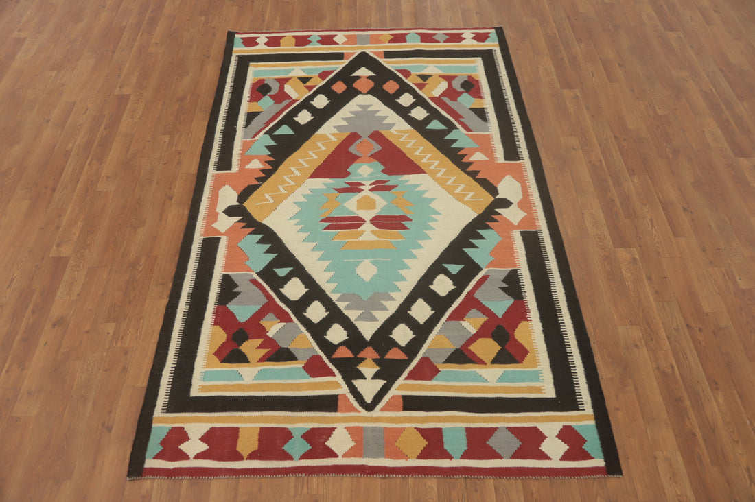Geometric Kilim Wool Oriental Area Rug 5x8