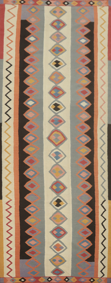 Fat Weave Wool Kilim Oriental Runner Rug 5x14