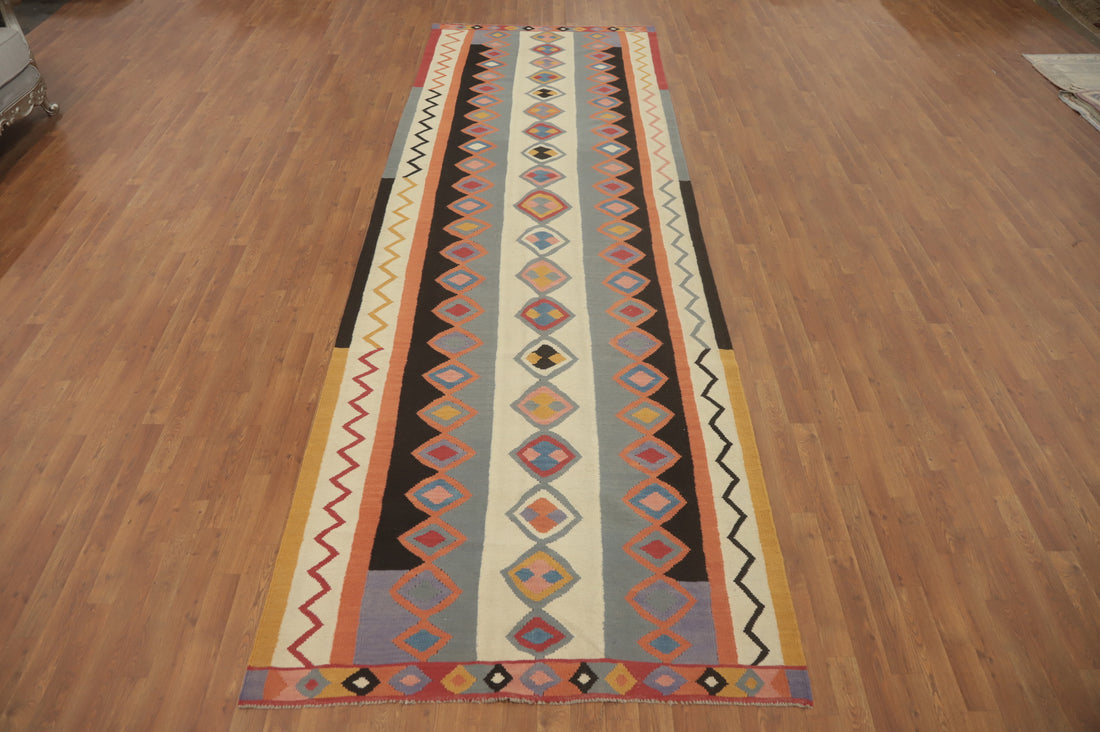 Fat Weave Wool Kilim Oriental Runner Rug 5x14