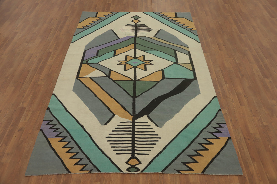 Fat Weave Wool Kilim Oriental Area Rug 6x9