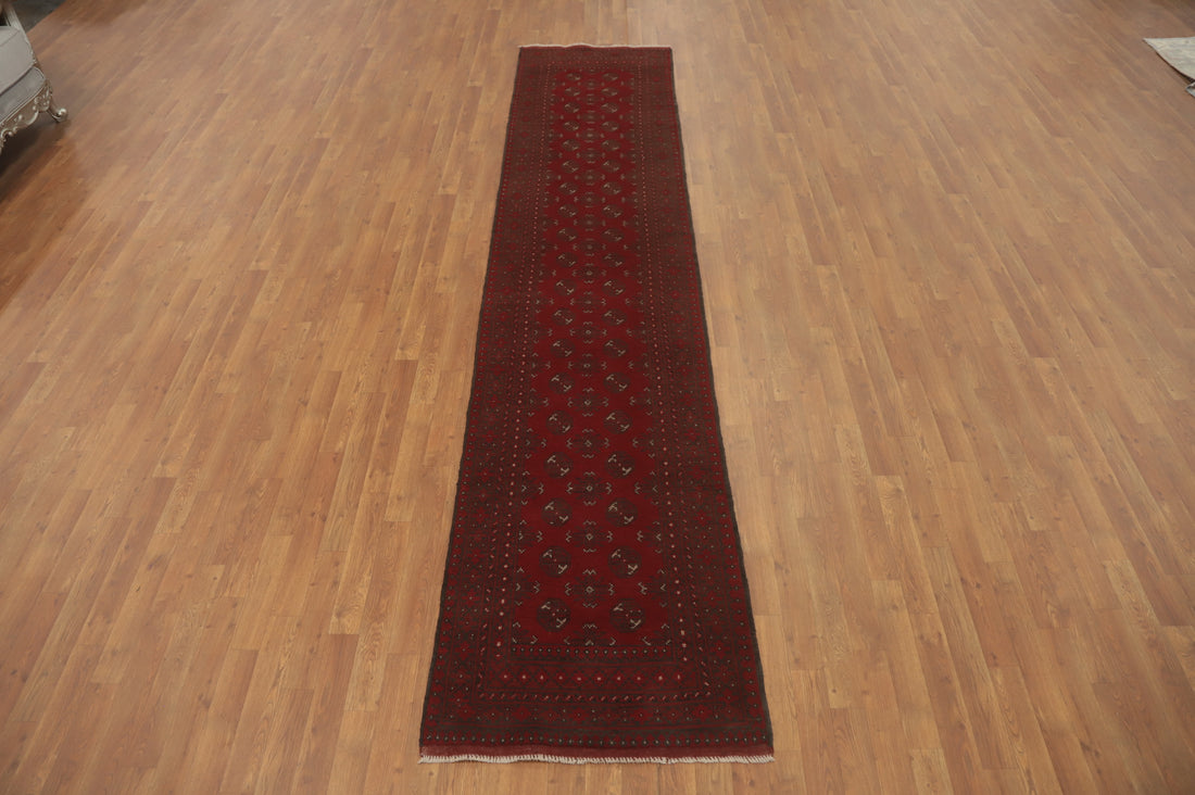 Tribal Red Balouch Afghan Runner Rug 3x12