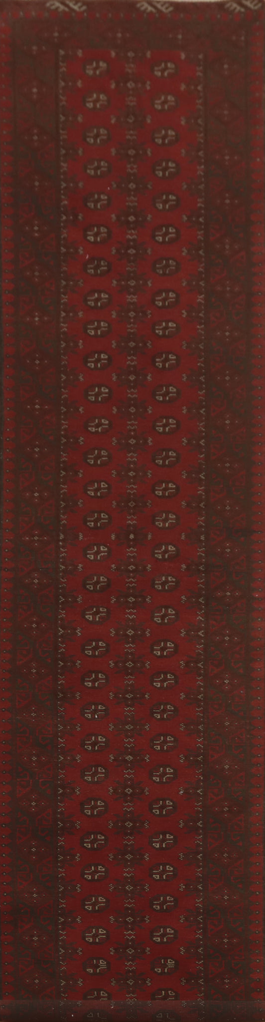Tribal Red Balouch Afghan Runner Rug 3x19
