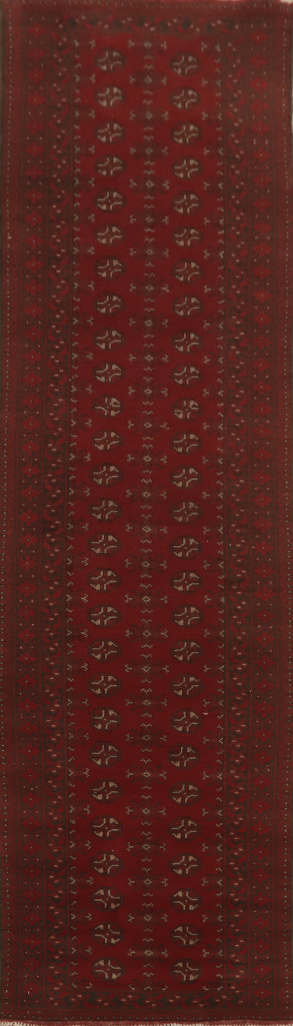 Elephant Foot Red Balouch Afghan Runner Rug 3x13