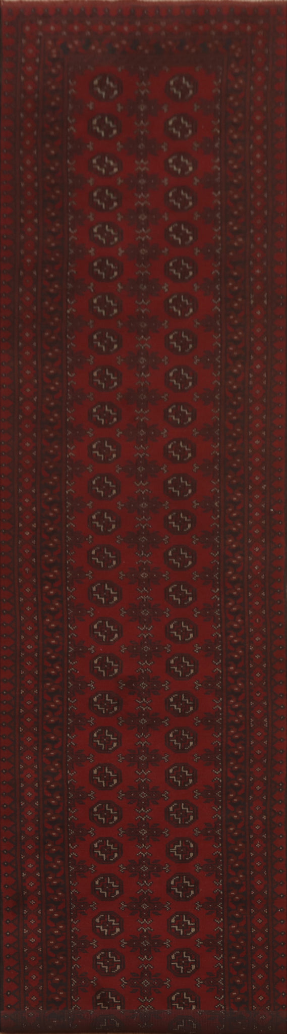 Geometric Red Balouch Afghan Runner Rug 3x16