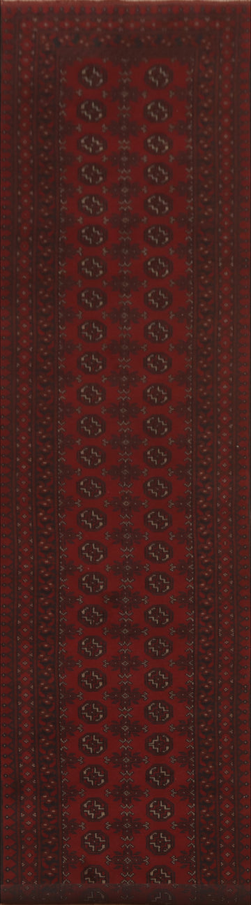 Geometric Red Balouch Afghan Runner Rug 3x16