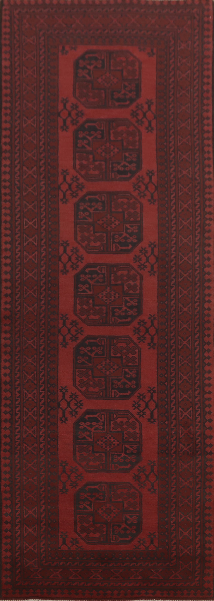 Elephant Foot Red Balouch Afghan Runner Rug 3x10