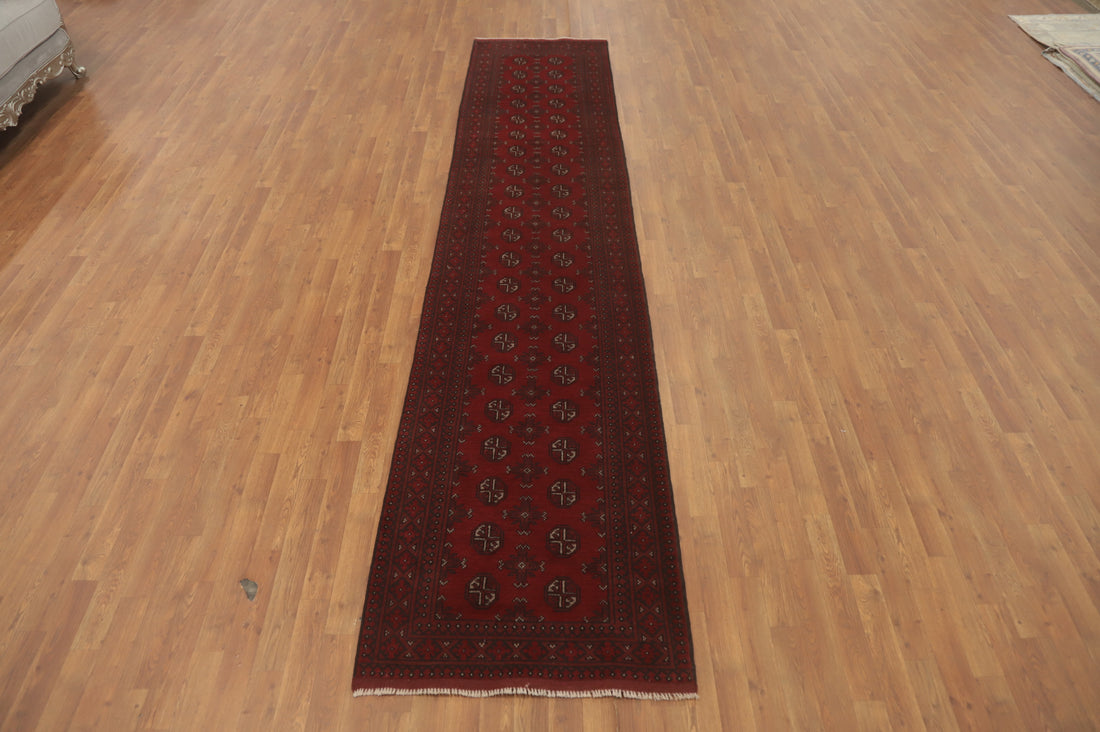 Tribal Red Balouch Afghan Runner Rug 3x13