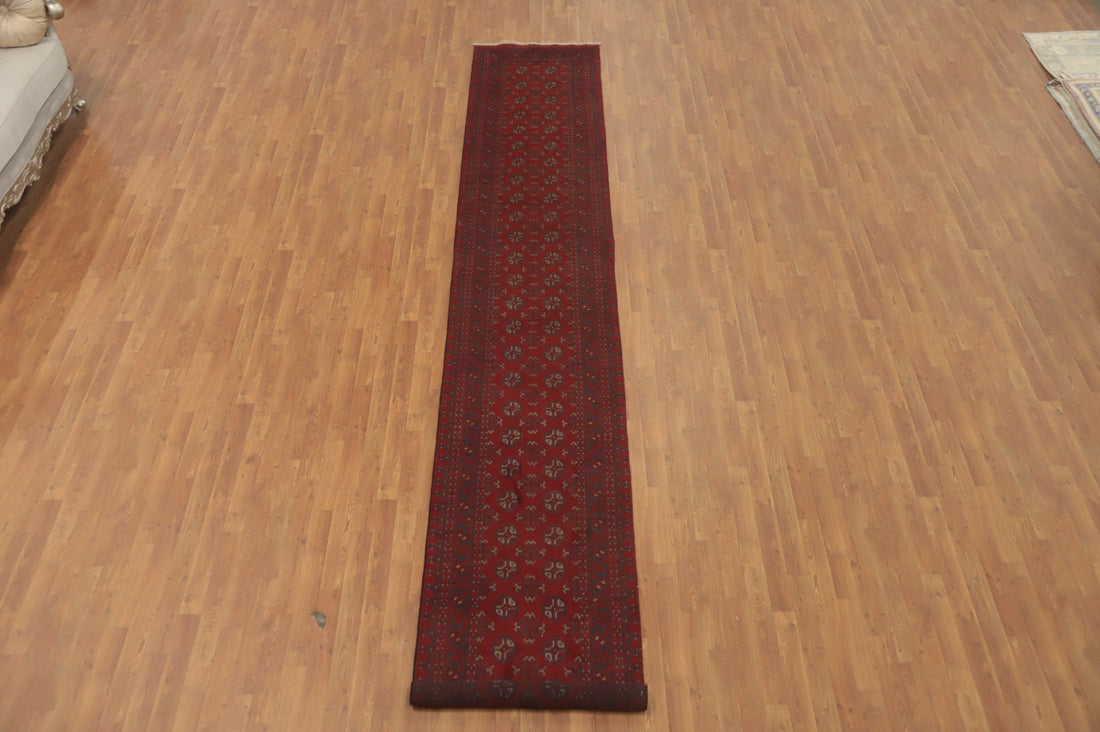 Tribal Red Balouch Afghan Runner Rug 3x16