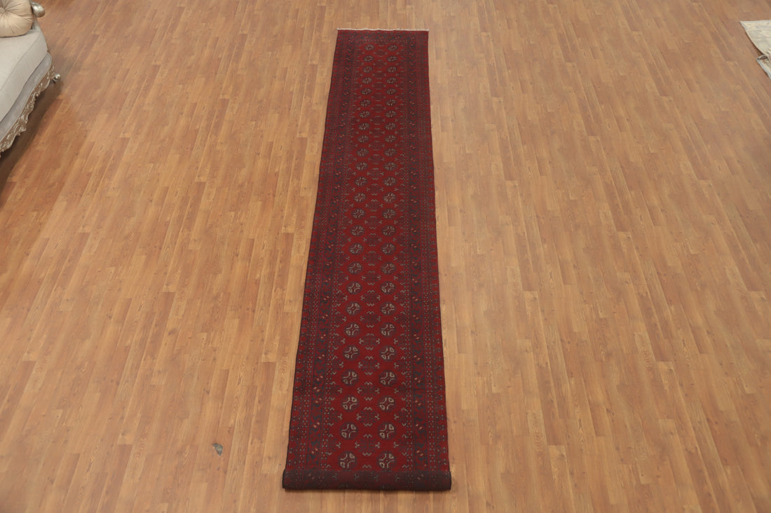Tribal Red Balouch Afghan Runner Rug 3x16