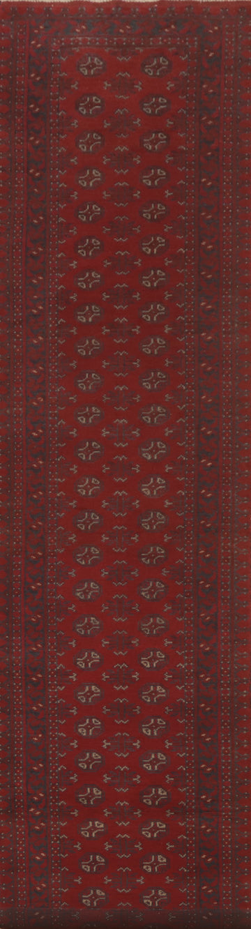 Tribal Red Balouch Afghan Runner Rug 3x16