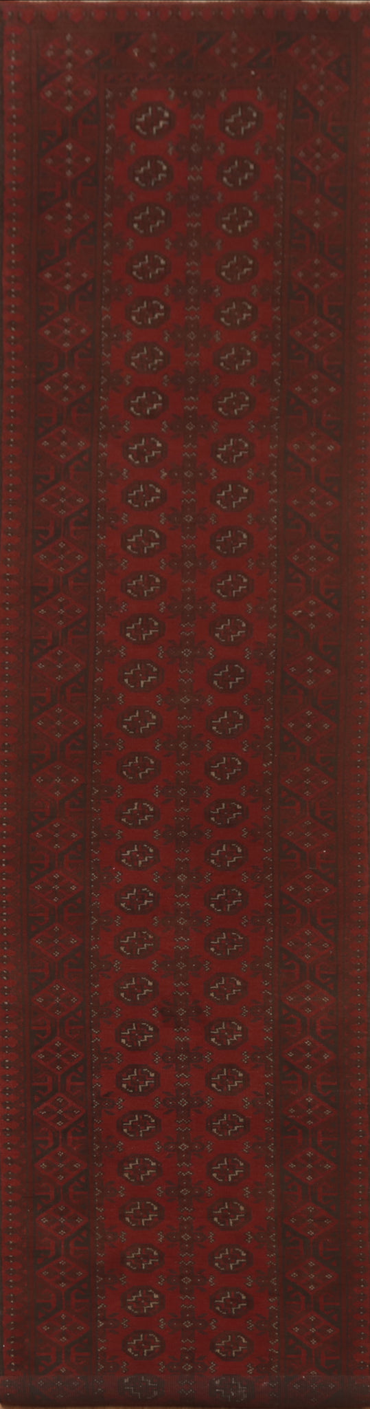 Elephant Foot Red Balouch Afghan Runner Rug 3x16