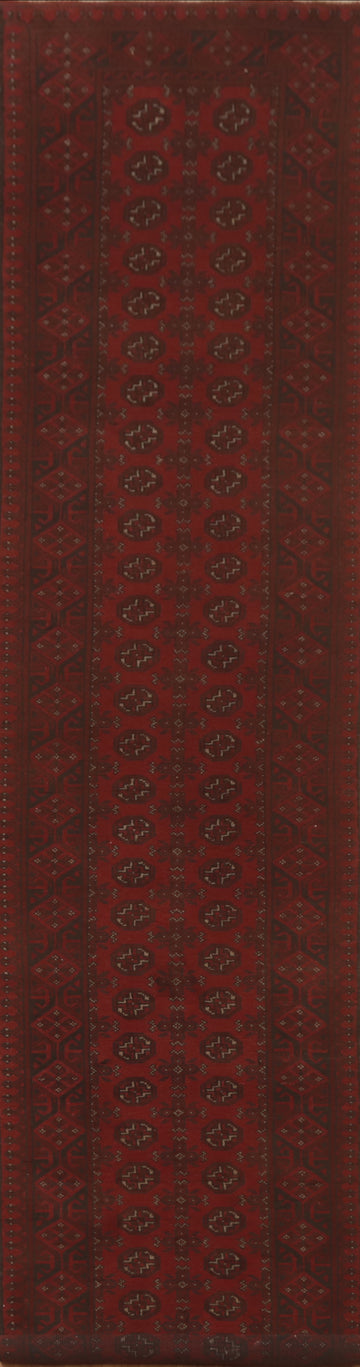 Elephant Foot Red Balouch Afghan Runner Rug 3x16