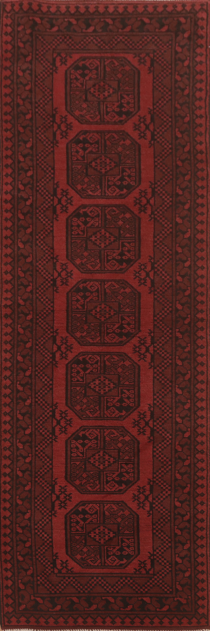 Tribal Red Balouch Afghan Runner Rug 3x10