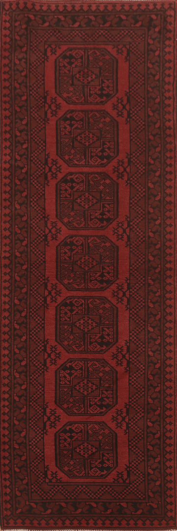 Tribal Red Balouch Afghan Runner Rug 3x10