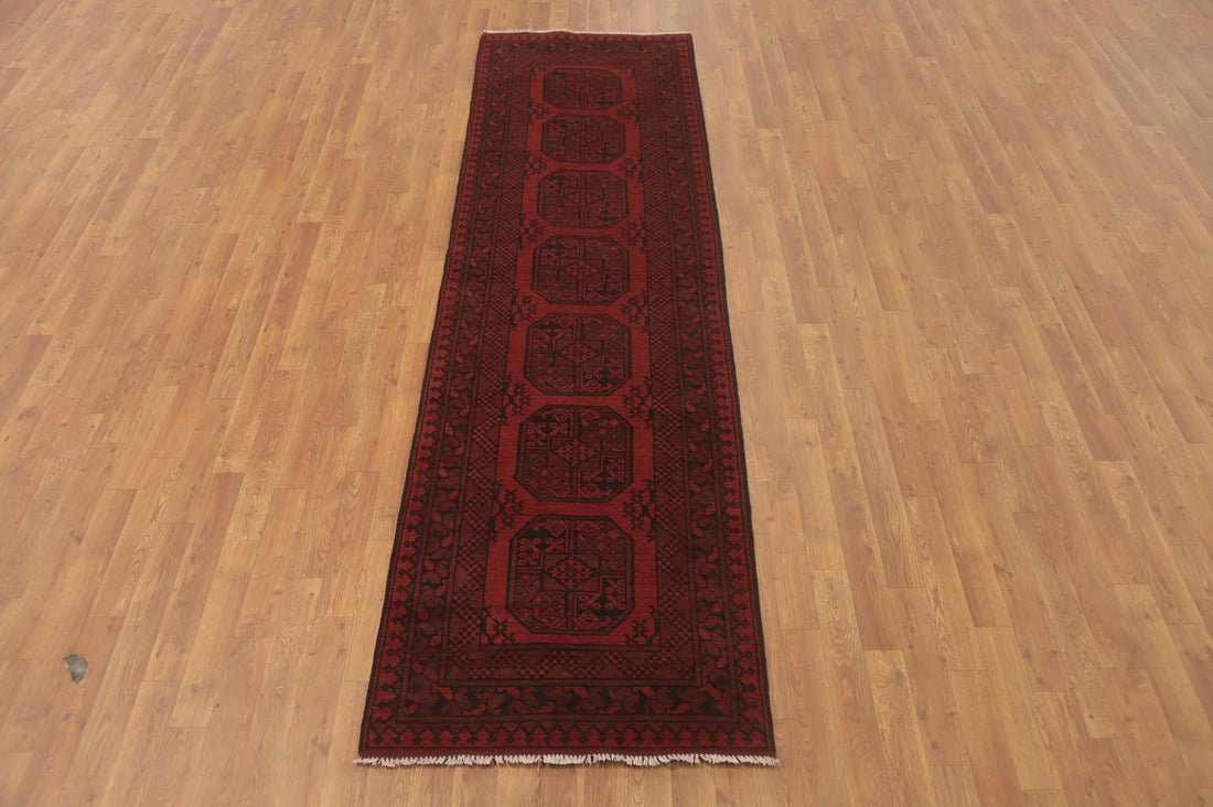 Elephant Foot Balouch Afghan Runner Rug 3x10