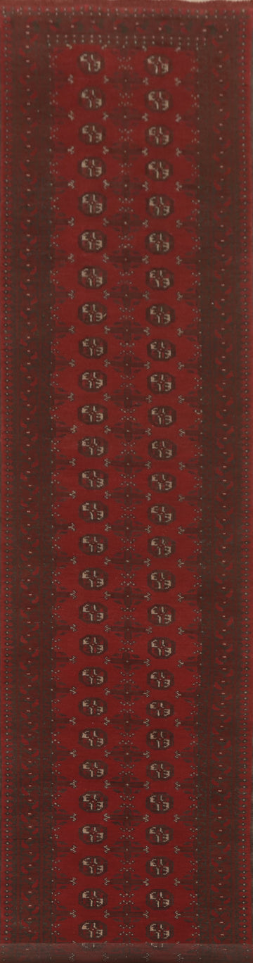 Elephant Foot Red Balouch Afghan Runner Rug 3x16