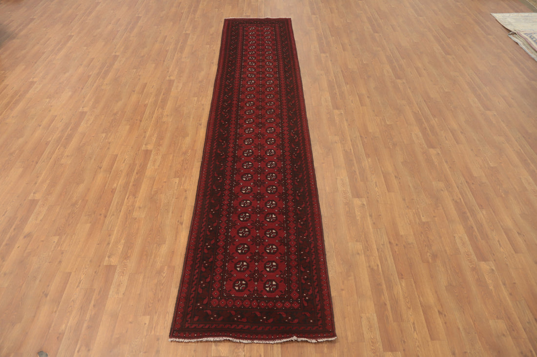 Geometric Balouch Afghan Runner Rug 3x13