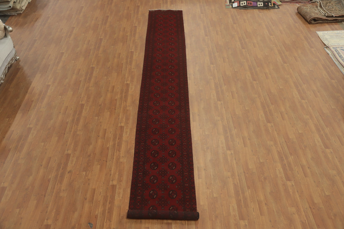 Tribal Red Balouch Afghan Runner Rug 3x19