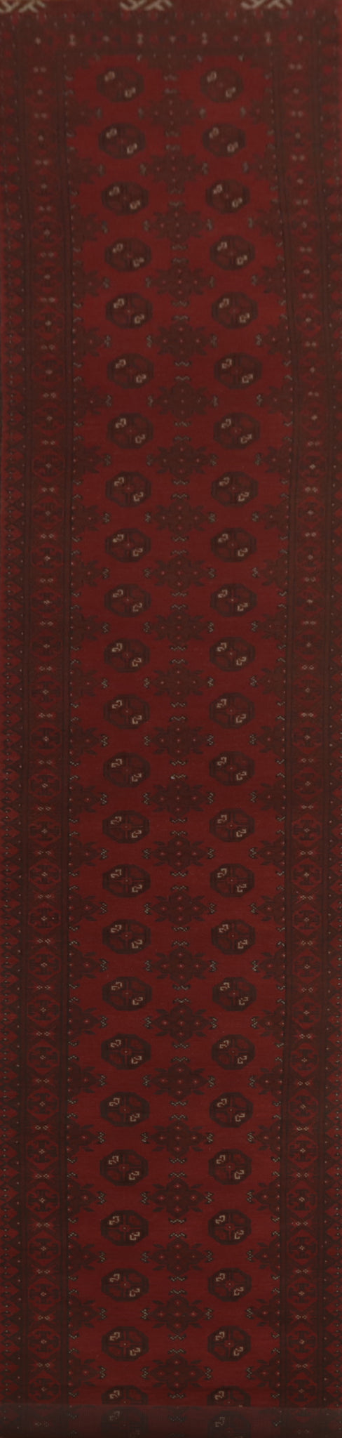 Elephant Foot Red Balouch Afghan Runner Rug 3x19