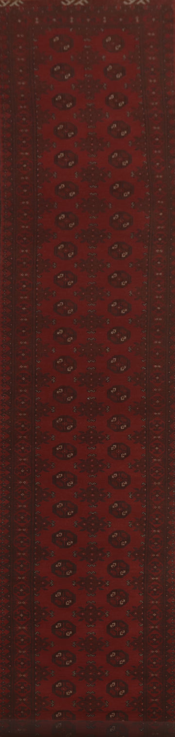 Elephant Foot Red Balouch Afghan Runner Rug 3x19