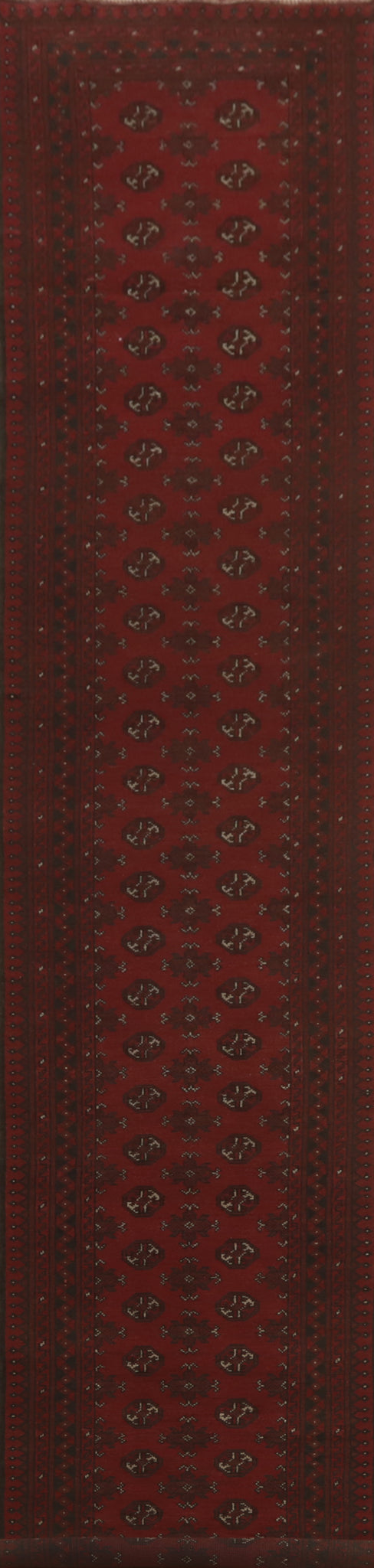 Geometric Red Balouch Afghan Runner Rug 3x19