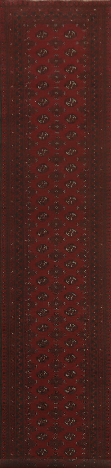 Geometric Red Balouch Afghan Runner Rug 3x19