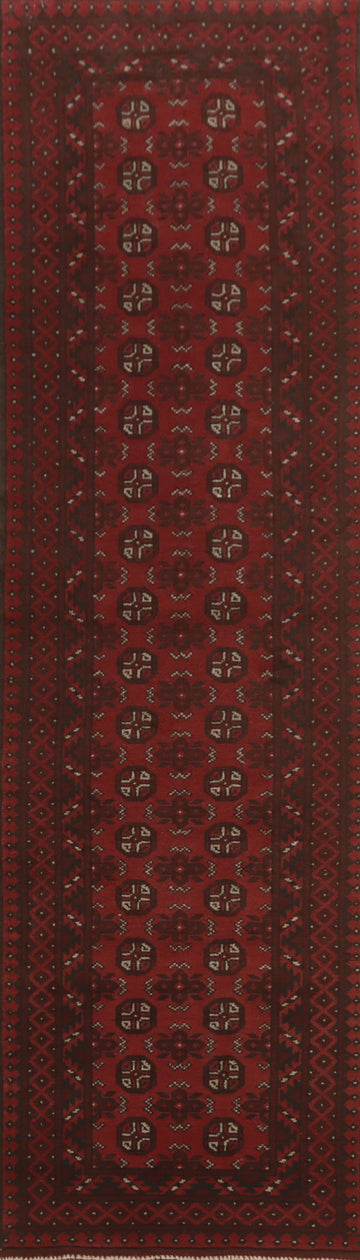 Geometric Balouch Afghan Runner Rug 3x13
