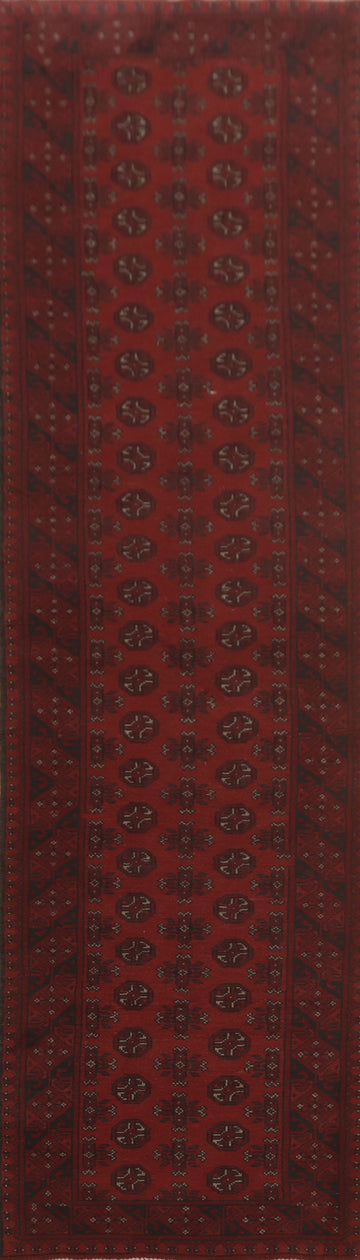 Elephant Foot Red Balouch Afghan Runner Rug 3x12
