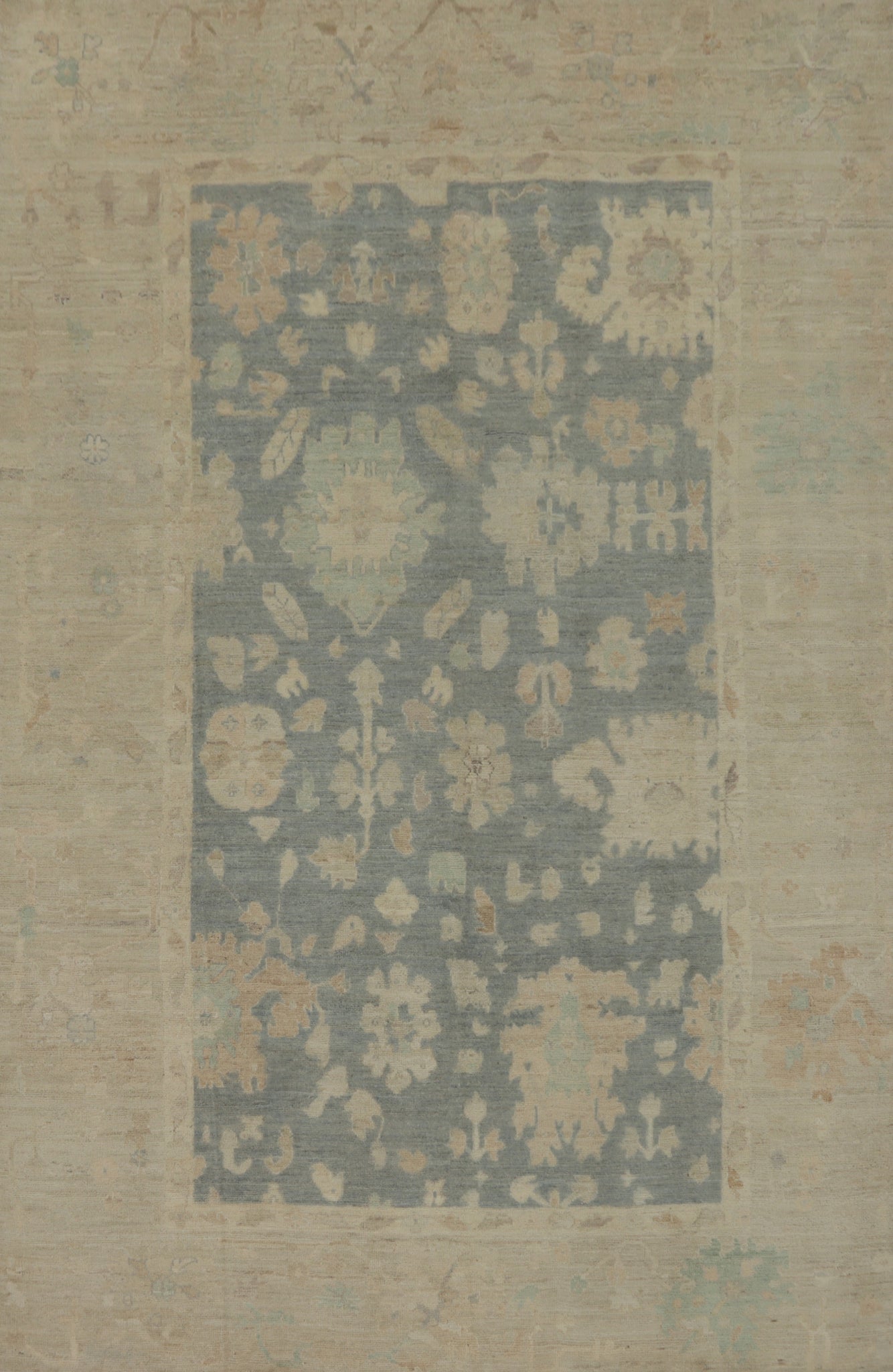 Handmade Floral Oushak Turkish Area Rug 6x9