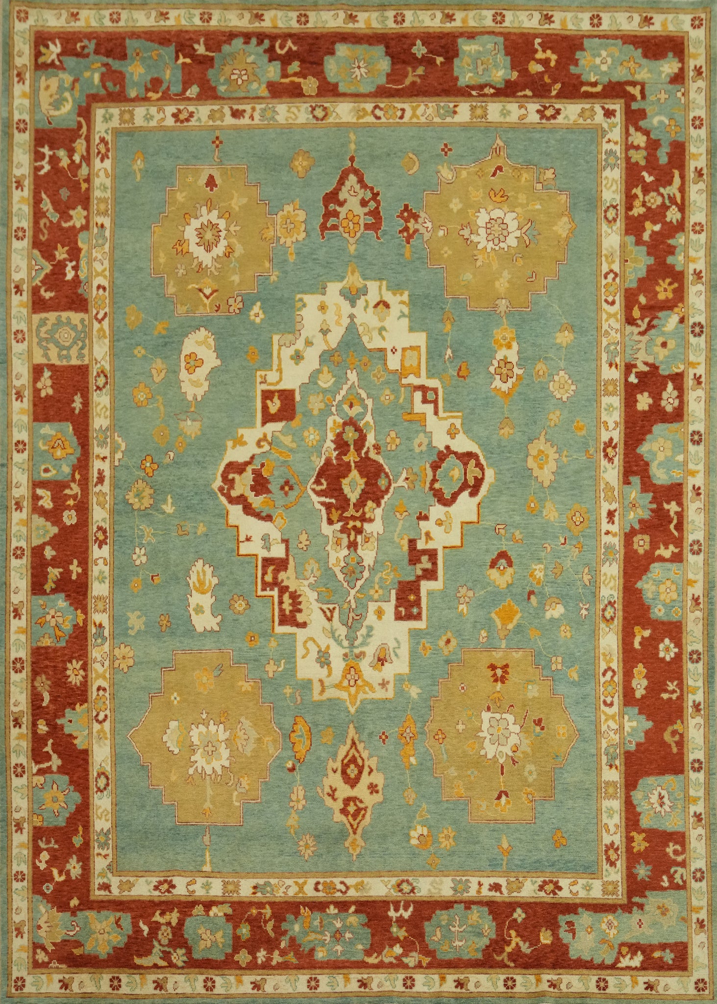 Vegetable Dye Wool Oushak Turkish Area Rug 9x12