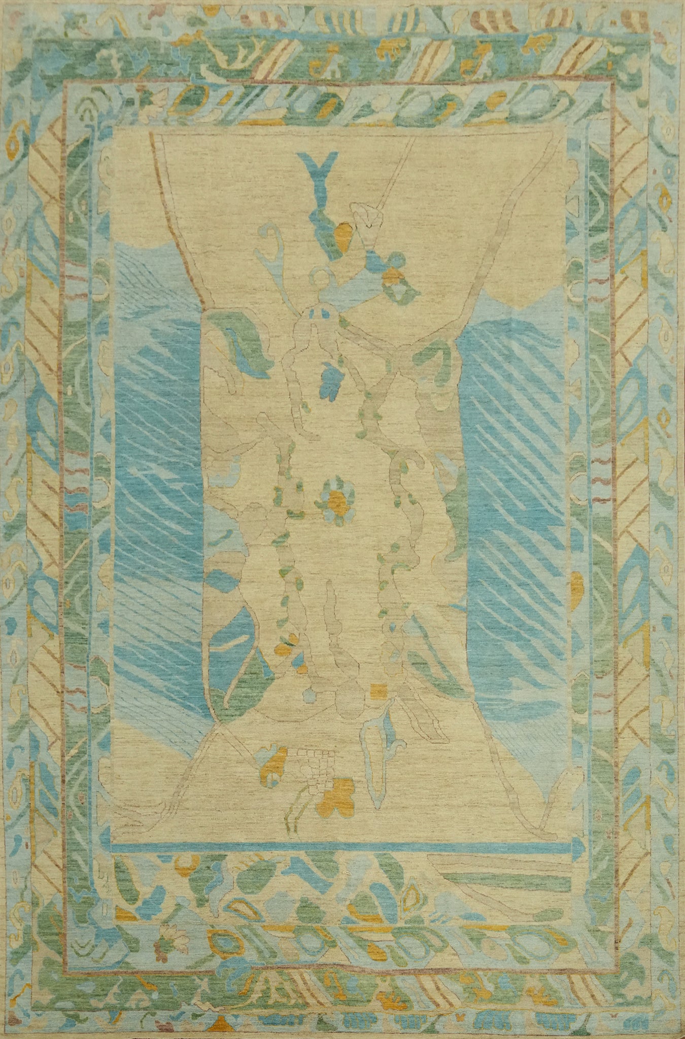 Handmade Wool Oushak Vegetable Dye Large Rug 12x18