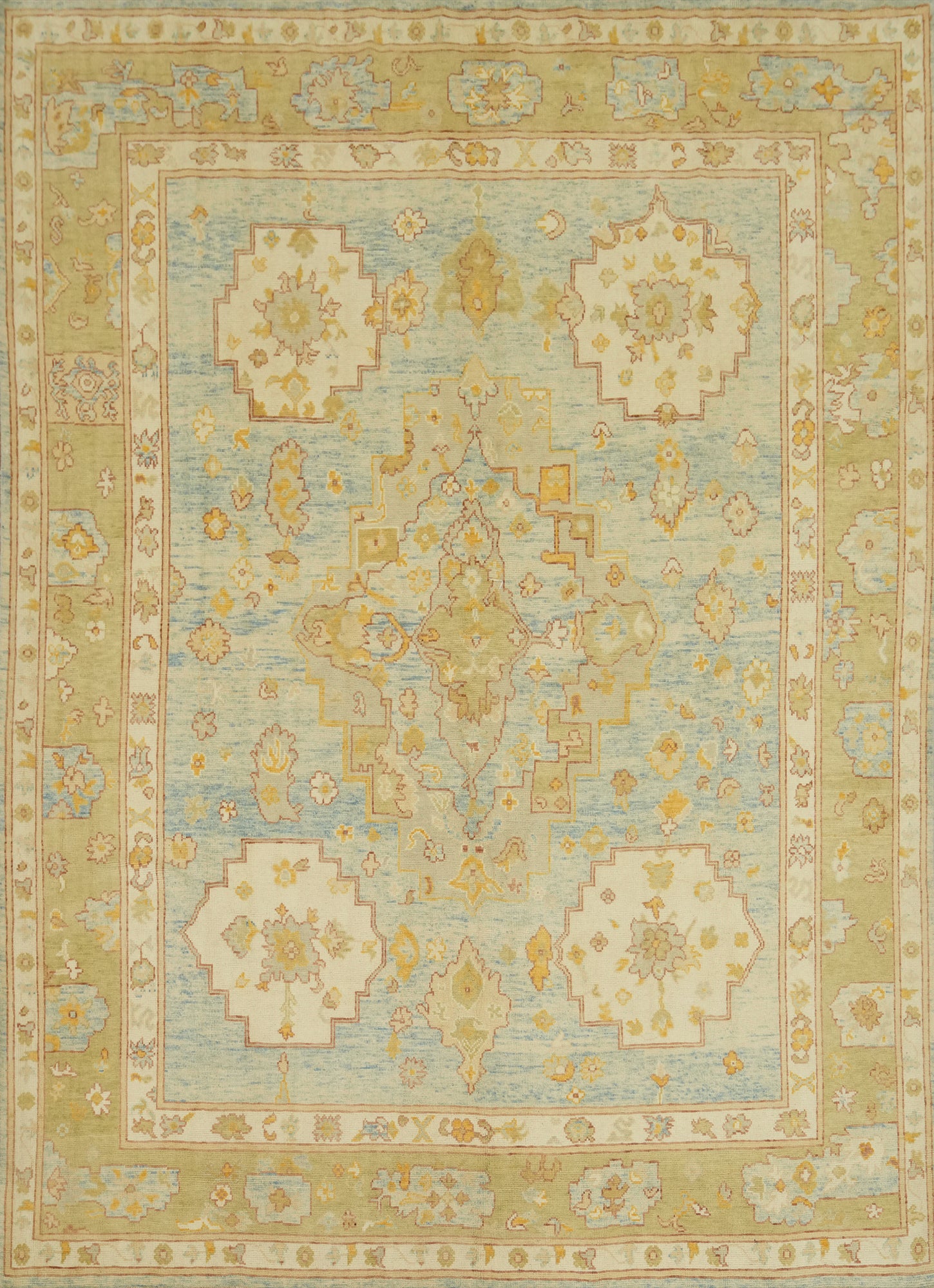Vegetable Dye Wool Oushak Turkish Area Rug 8x10
