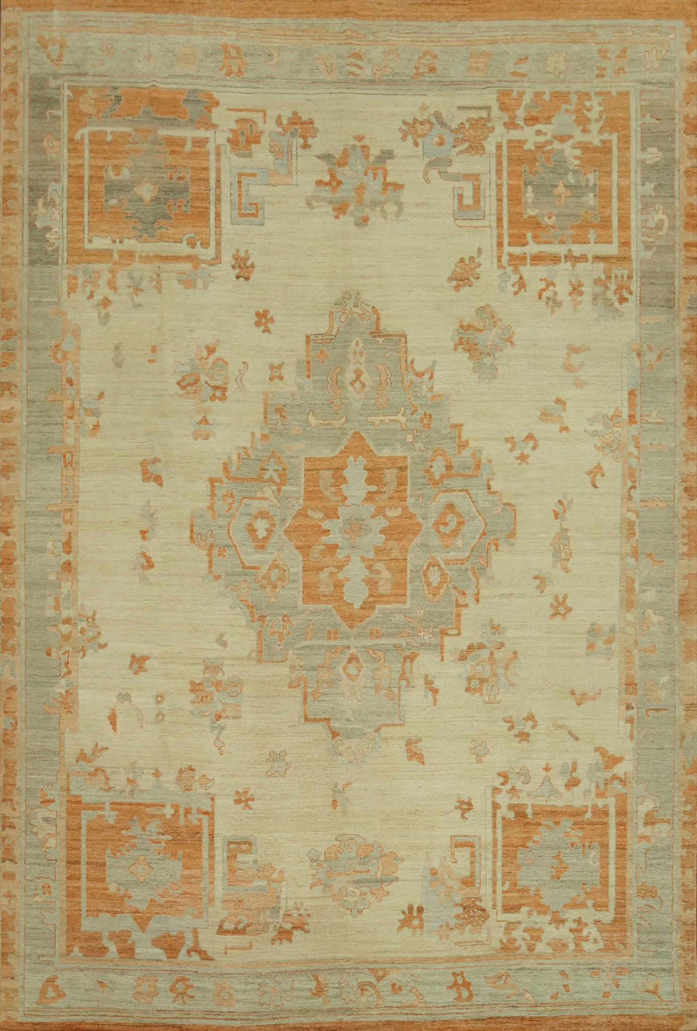 Vegetable Dye Wool Oushak Turkish Large Rug 10x14