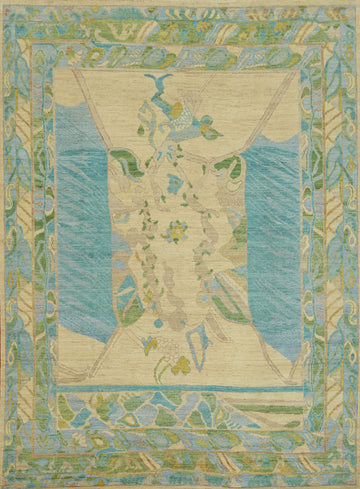 Vegetable Dye Wool Oushak Turkish Area Rug 8x10