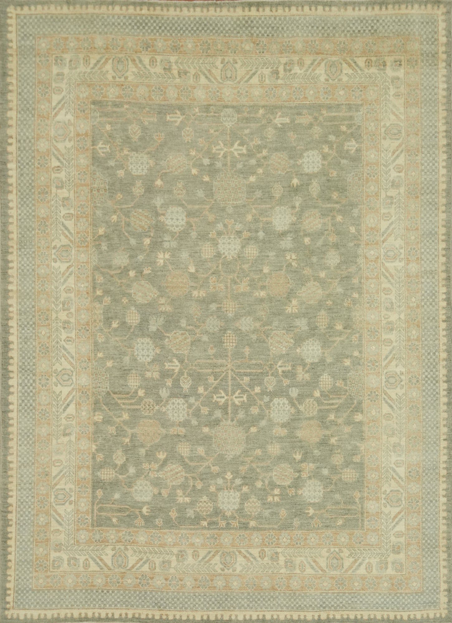 Vegetable Dye Floral Oushak Turkish Area Rug 8x10